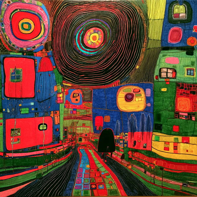Friedensreich Hundertwasser style, Midjourney V8.2, render 1 of 4