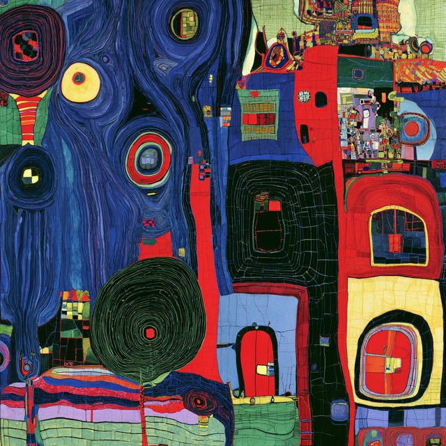 Friedensreich Hundertwasser style, Midjourney V8.2, render 3 of 4
