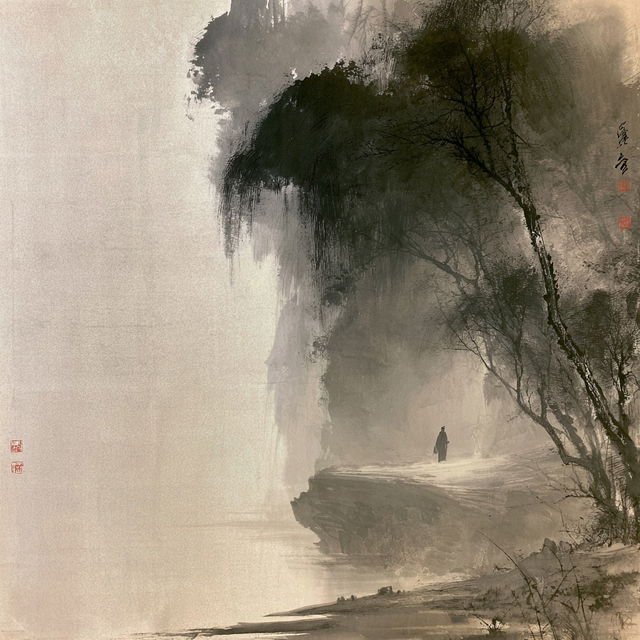 Fu Baoshi style, Midjourney V8.2, render 1 of 4