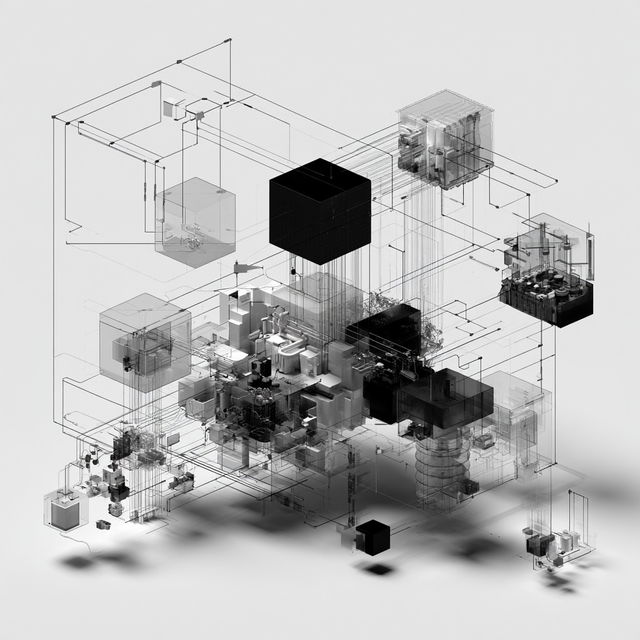 Functional block diagram style, Midjourney V8.2, render 2 of 4