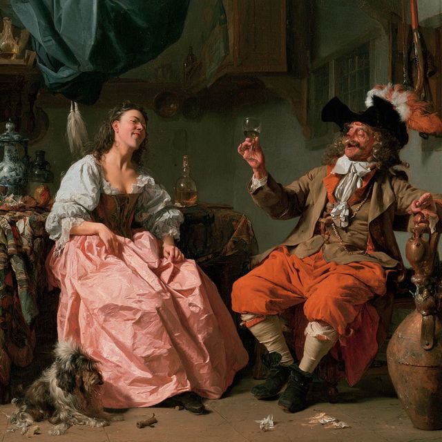 Gabriel Metsu style, Midjourney V8.2, render 1 of 4