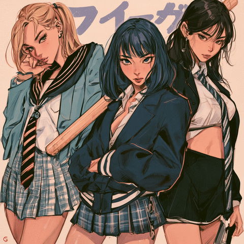 Gakuen anime style style (Genres), Midjourney V8.2
