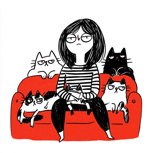 Gemma Correll style, Midjourney V8.2, render 1 of 4