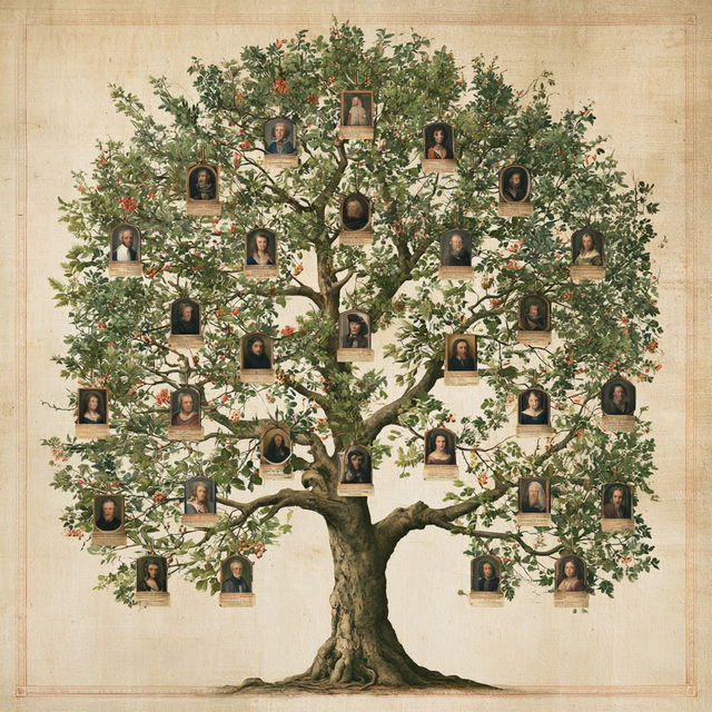 Genealogical tree style, Midjourney V8.2, render 2 of 4
