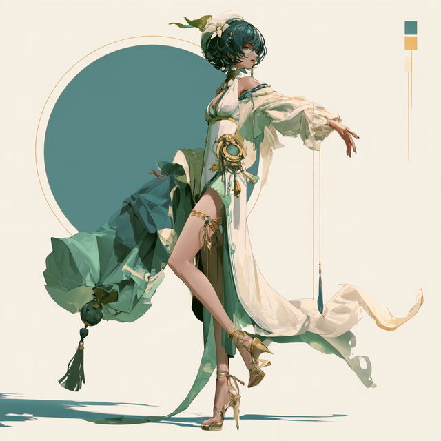 Genshin style, Midjourney V8.2, render 2 of 4