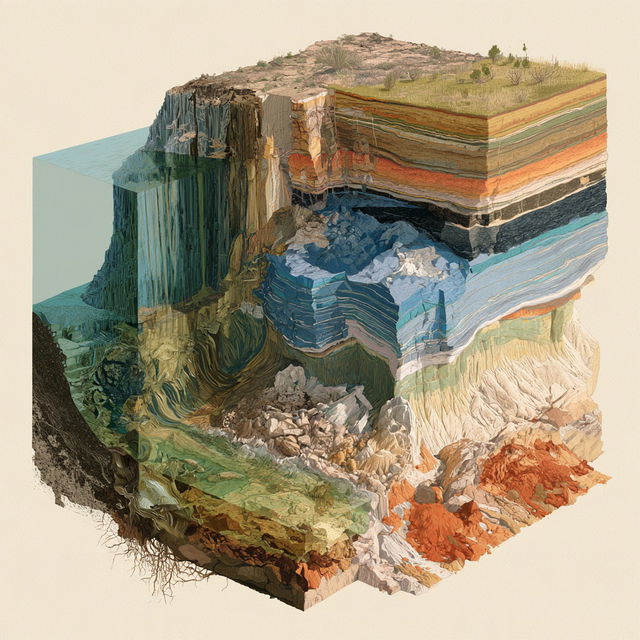 Geological cross-section style, Midjourney V8.2, render 2 of 4