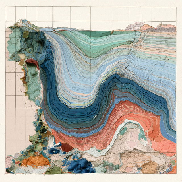 Geological cross-section style, Midjourney V8.2, render 3 of 4