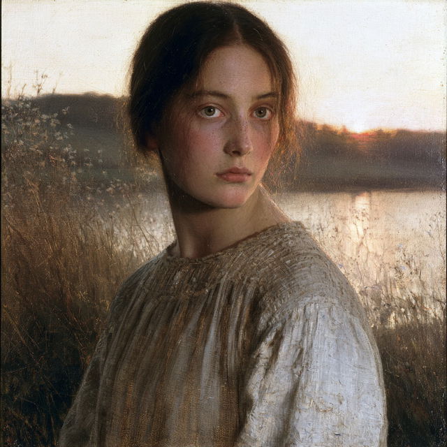 George Clausen style, Midjourney V8.2, render 1 of 4