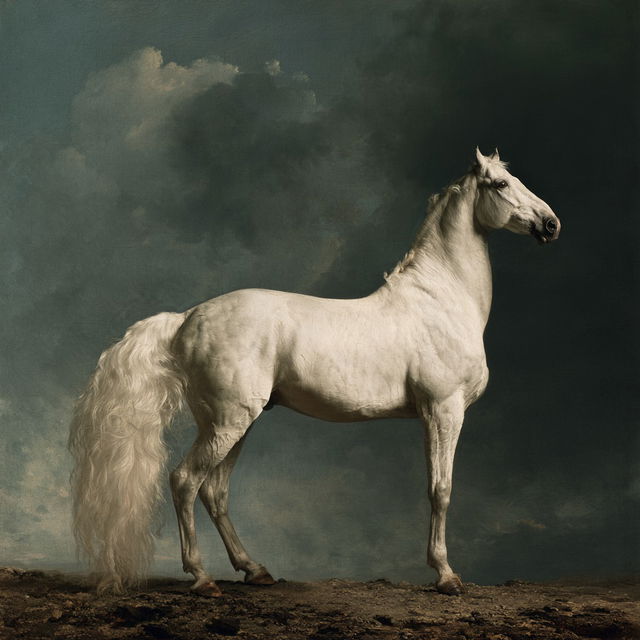 George Stubbs style, Midjourney V8.2, render 1 of 4