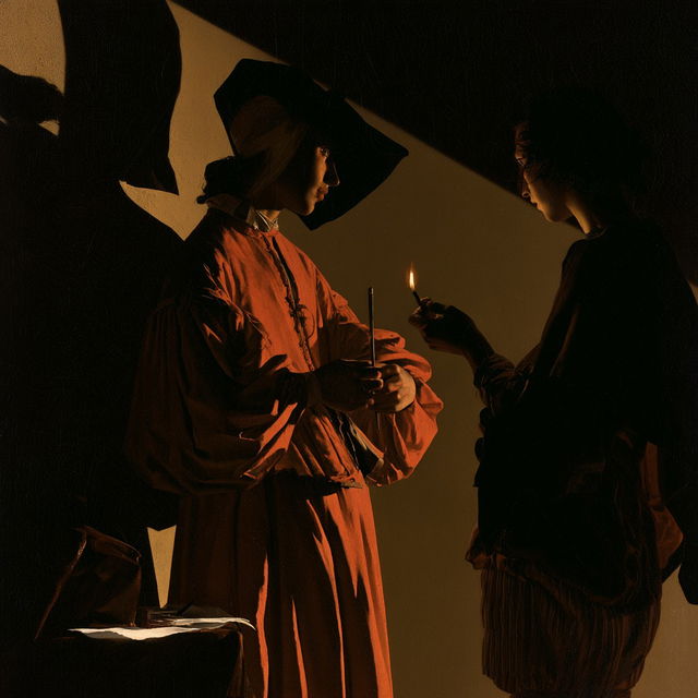 Georges de La Tour style, Midjourney V8.2, render 2 of 4
