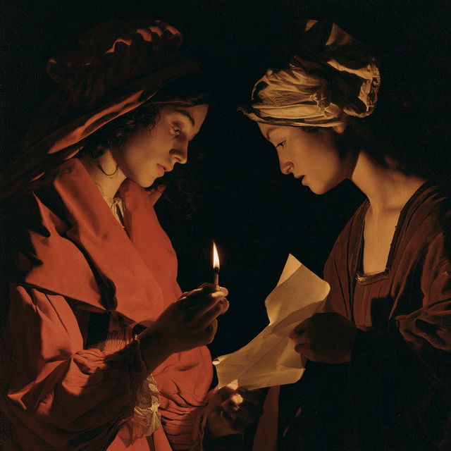 Georges de La Tour style, Midjourney V8.2, render 1 of 4