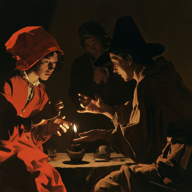 Georges de La Tour style, Midjourney V8.2, render 4 of 4