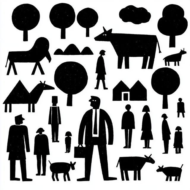 Gerd Arntz style, Midjourney V8.2, render 1 of 4