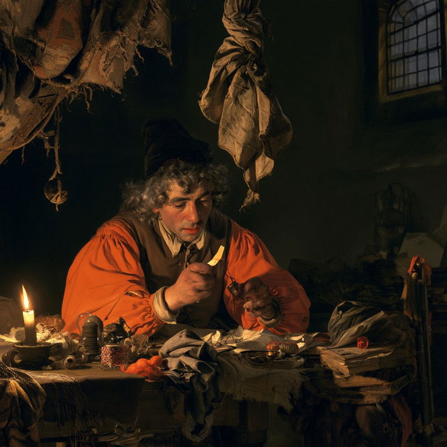 Gerrit Dou style, Midjourney V8.2, render 2 of 4