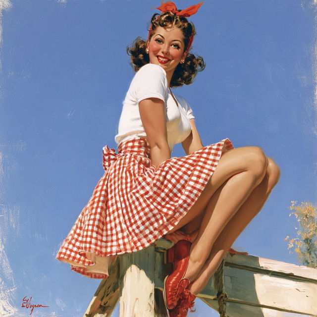 Gil Elvgren style, Midjourney V8.2, render 2 of 4