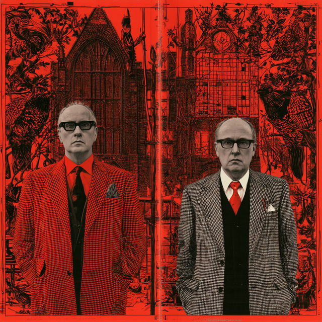 Gilbert and George style, Midjourney V8.2, render 2 of 4