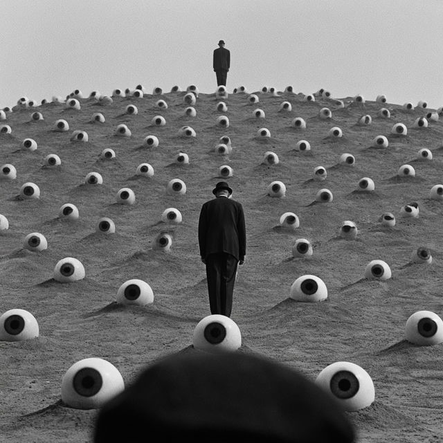 Gilbert Garcin style, Midjourney V8.2, render 4 of 4