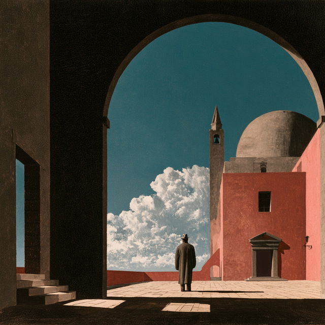 Giorgio de Chirico style, Midjourney V8.2, render 4 of 4