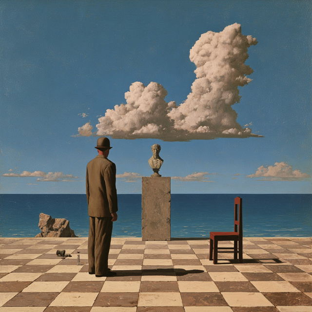 Giorgio de Chirico style, Midjourney V8.2, render 3 of 4