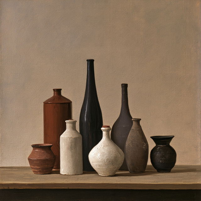 Giorgio Morandi style, Midjourney V8.2, render 3 of 4