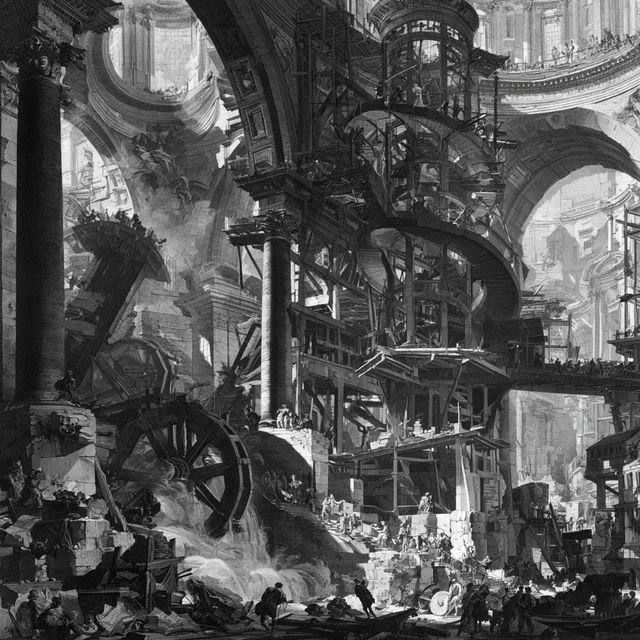 Giovanni Battista Piranesi style, Midjourney V8.2, render 2 of 4