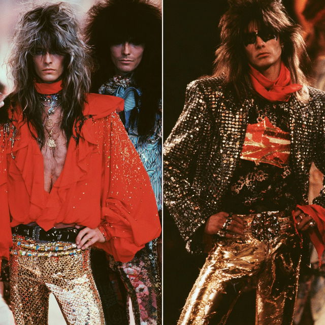 Glam Rock fashion style, Midjourney V8.2, render 1 of 4