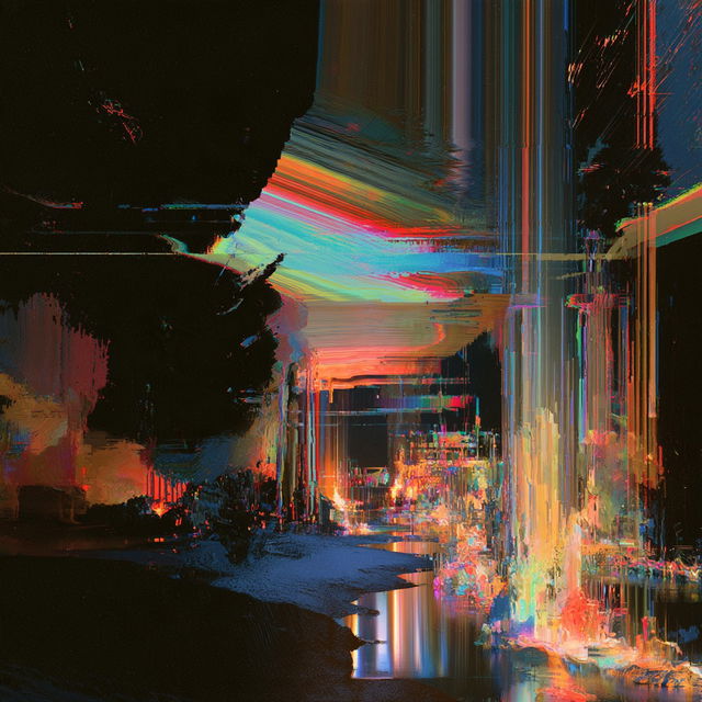 Glitch art style, Midjourney V8.2, render 2 of 4