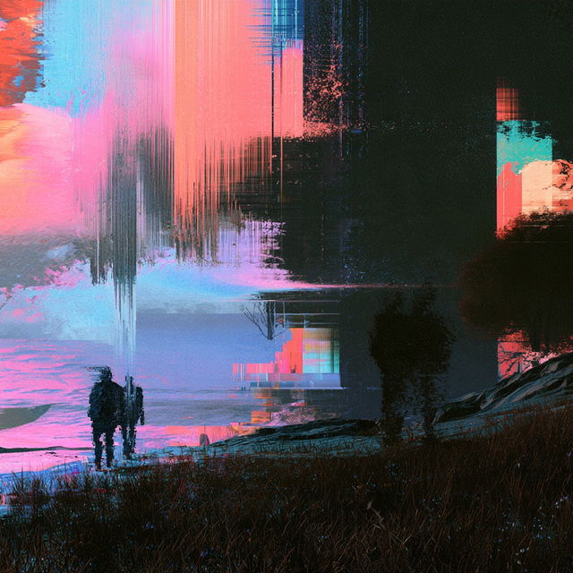 Glitch art style, Midjourney V8.2, render 1 of 4