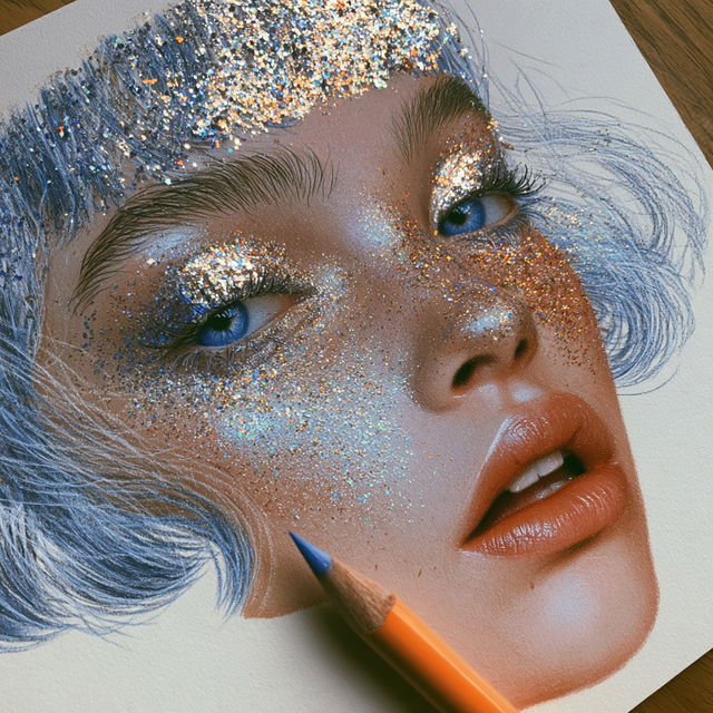 Glitter drawing style, Midjourney V8.2, render 2 of 4