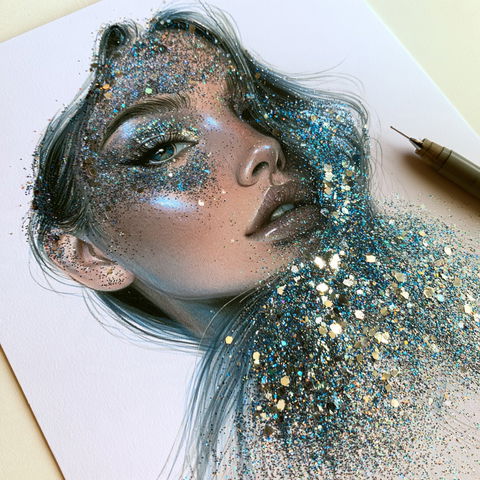 Glitter drawing style (Techniques), Midjourney V8.2