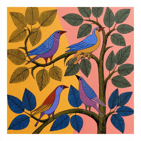 Gond painting style (Genres), Midjourney V8.2
