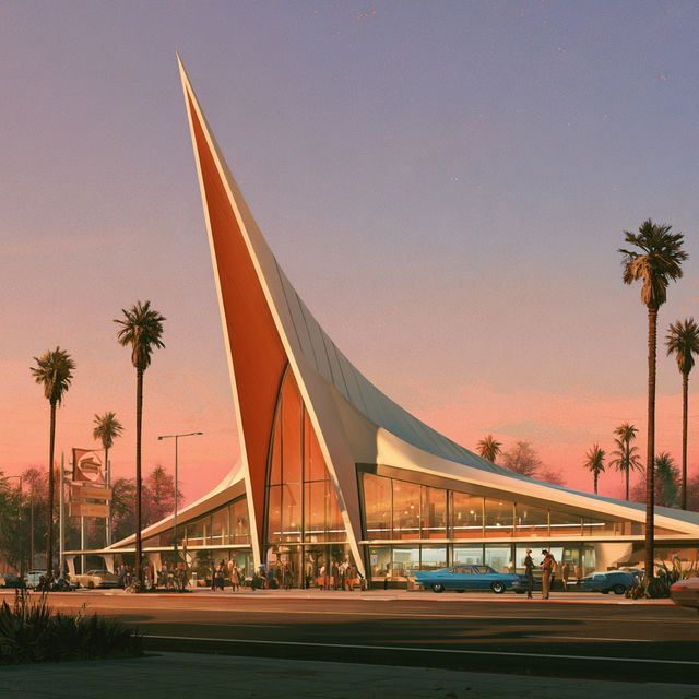 Googie architecture style, Midjourney V8.2, render 2 of 4