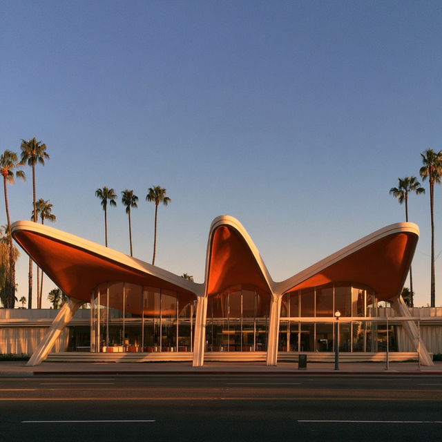 Googie architecture style, Midjourney V8.2, render 1 of 4