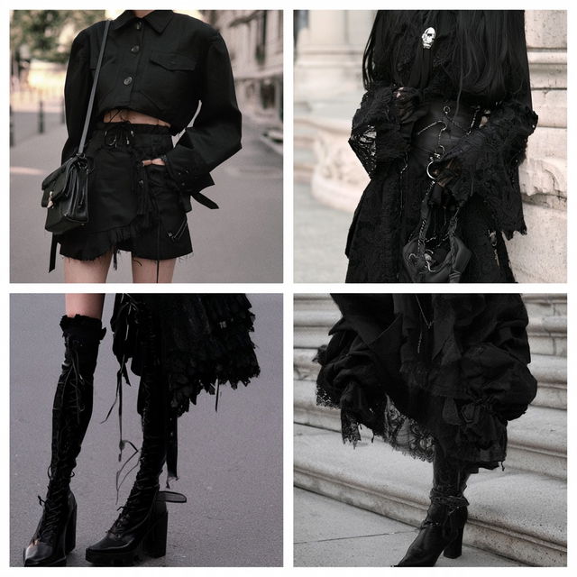 Goth fashion style, Midjourney V8.2, render 3 of 4