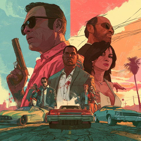 Grand Theft Auto style (Titles), Midjourney V8.2