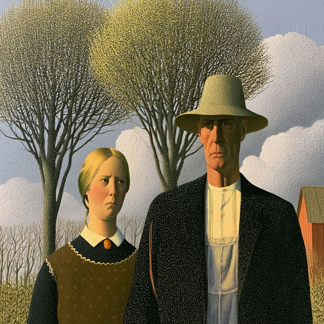 Grant Wood style, Midjourney V8.2, render 2 of 4