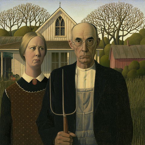 Grant Wood style (Painters), Midjourney V8.2