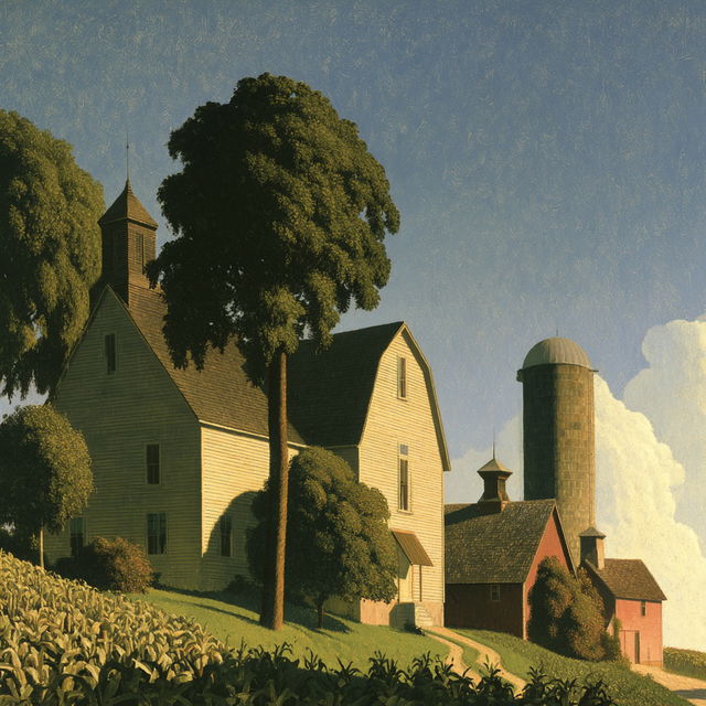 Grant Wood style, Midjourney V8.2, render 3 of 4