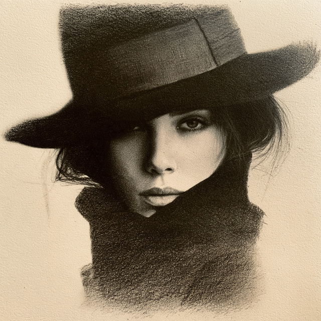 Graphite drawing style, Midjourney V8.2, render 1 of 4