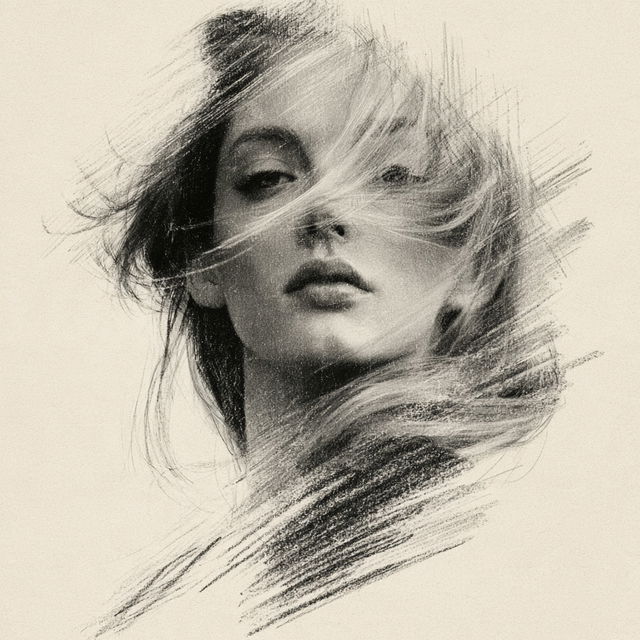 Graphite drawing style, Midjourney V8.2, render 4 of 4
