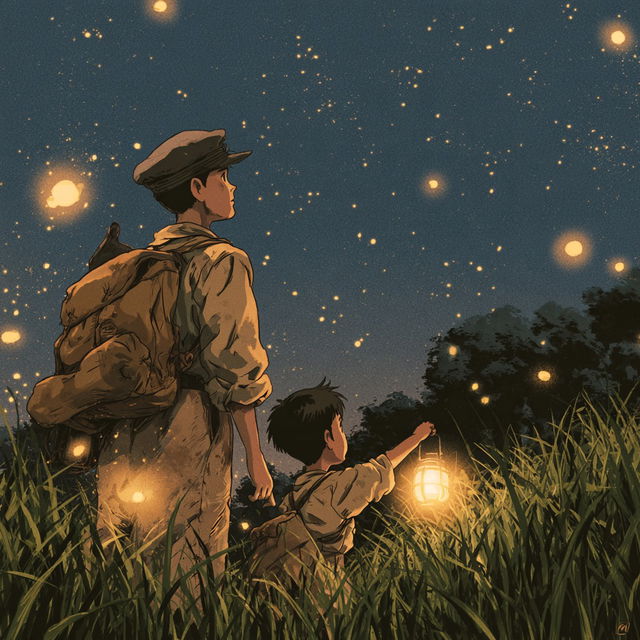 Grave of the Fireflies style, Midjourney V8.2, render 1 of 4