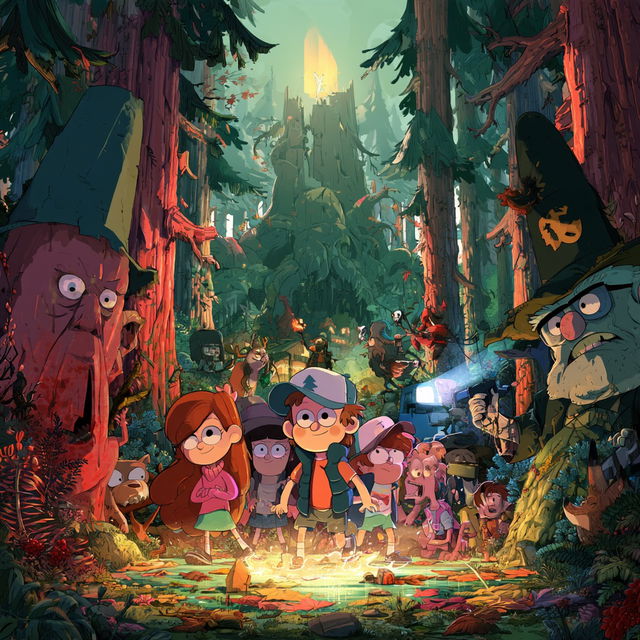 Gravity Falls style, Midjourney V8.2, render 3 of 4