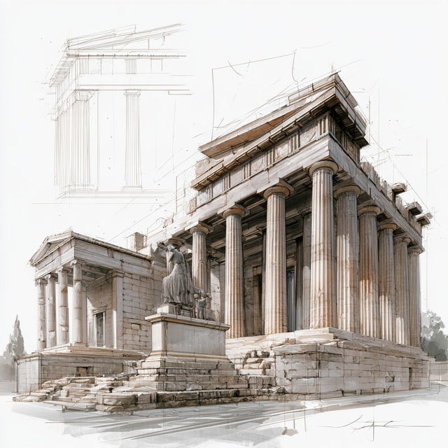 Greek architecture style, Midjourney V8.2, render 2 of 4