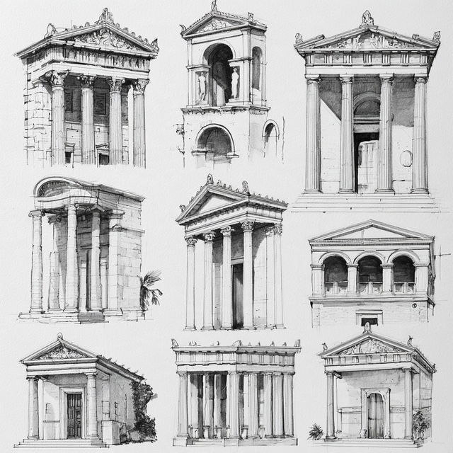 Greek architecture style, Midjourney V8.2, render 1 of 4