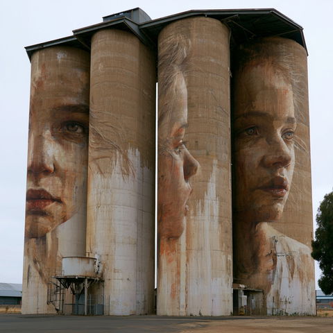 Guido van Helten style (Street artists), Midjourney V8.2
