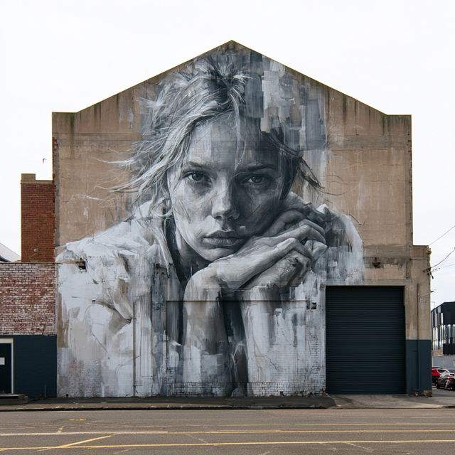 Guido van Helten style, Midjourney V8.2, render 4 of 4