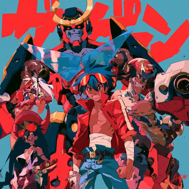 Gurren Lagann style, Midjourney V8.2, render 2 of 4