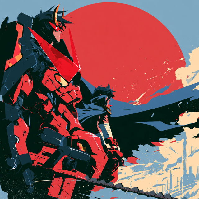 Gurren Lagann style, Midjourney V8.2, render 1 of 4