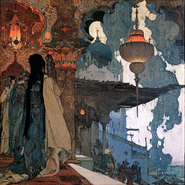 Gustav-Adolf Mossa style, Midjourney V8.2, render 1 of 4