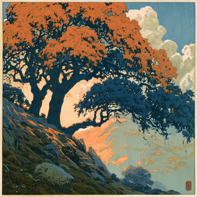Gustave Baumann style, Midjourney V8.2, render 2 of 4